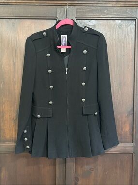 Vintage Zelda Black Military Coat Jacket 90s Size 8 Steam Punk Blazer